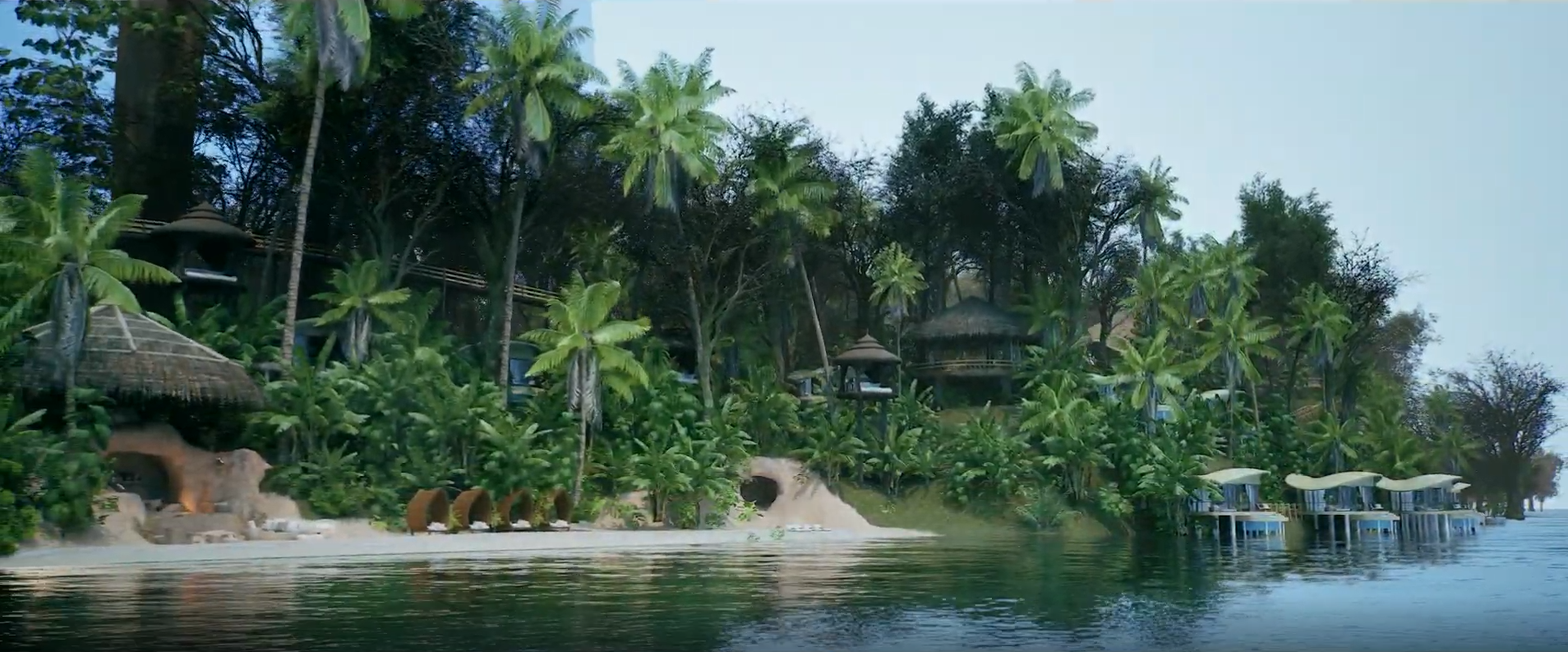 Tai Nuare shoreline render with villas and beach